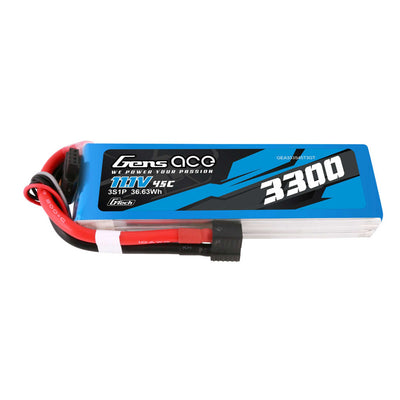 Gens Ace - 1729 - G-Tech 3300mAh 3S1P 11.1V 45C LiPo Battery Pack with EC3 and Deans Adapter Plug Soft Pack (137x42x20mm +/- Manufacturer's Specifications)