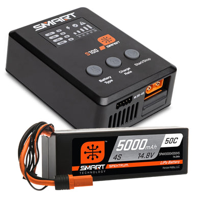 Spektrum Smart Bundle: 5000mAh 4S 50C LiPo (IC5)/S100 Charger