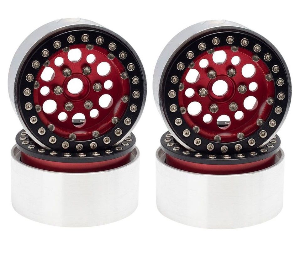 Hobby Details 1.9" Aluminum Big-Small Round Beadlock Crawler Wheels - Red (4)