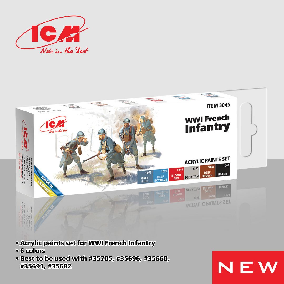 ICM Acrylic Paint Sets for WWI French infantry (6 colours)