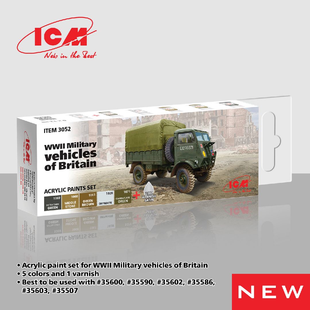 ICM Acrylic Paint Sets for WWII Military of Britain(6 colours)