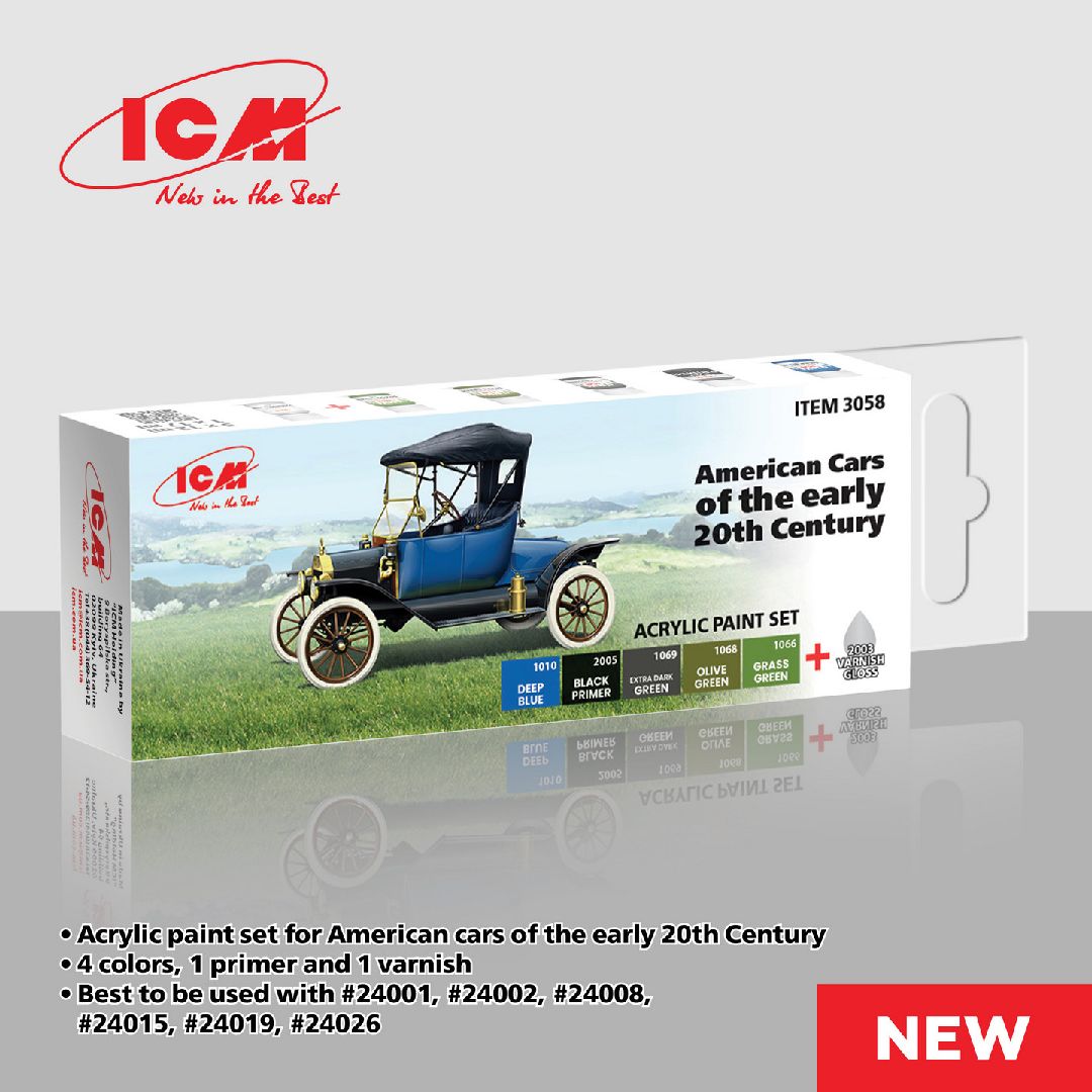ICM Acrylic Paint Set for American cars of early ХХ (6 colours)