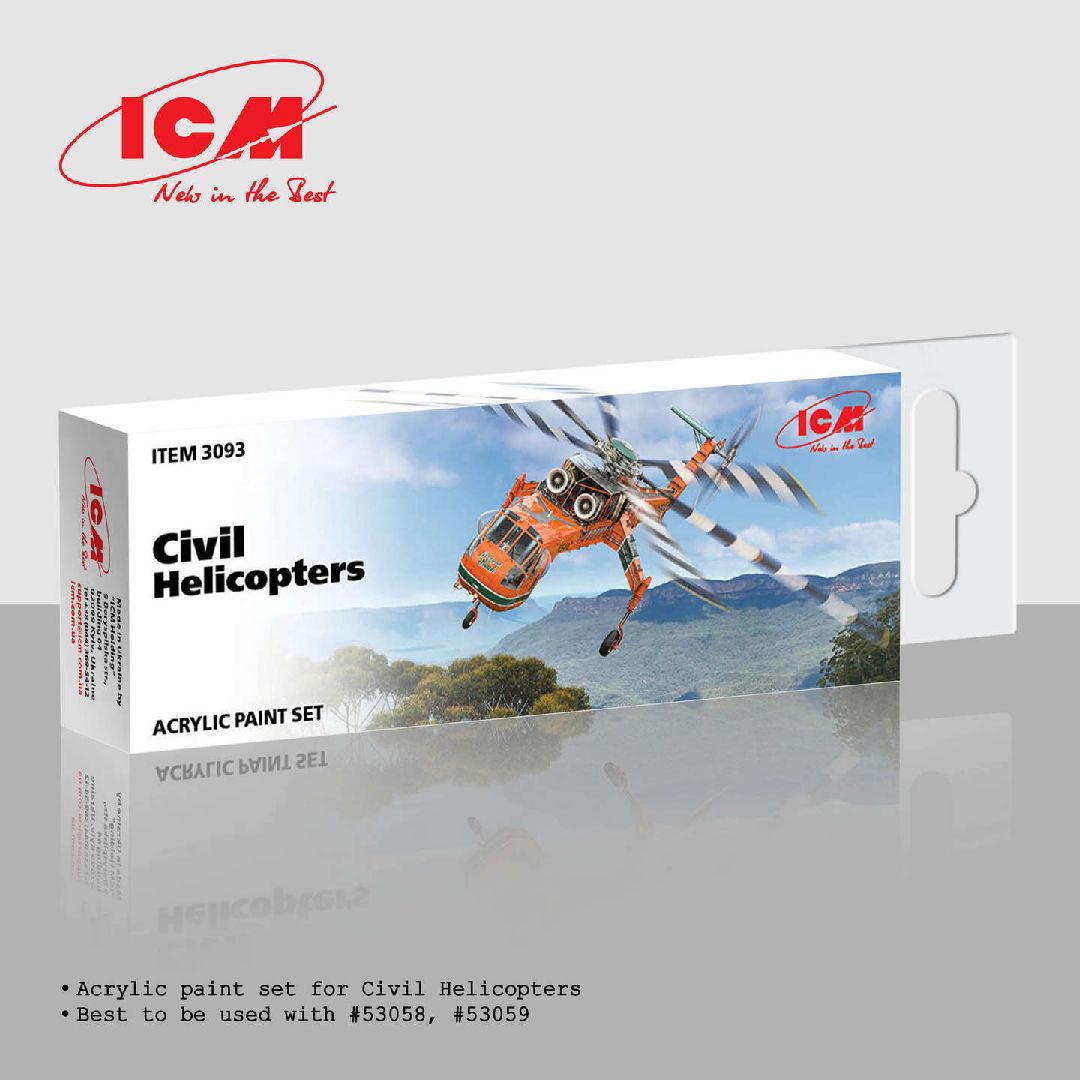 ICM Acrylic Paint Set for Civil Helicopters (6 bottles)