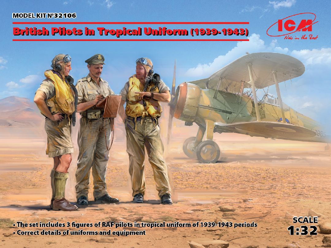 ICM 1/32 British Pilots Tropical Uniform (1939-1943)(3 figures)