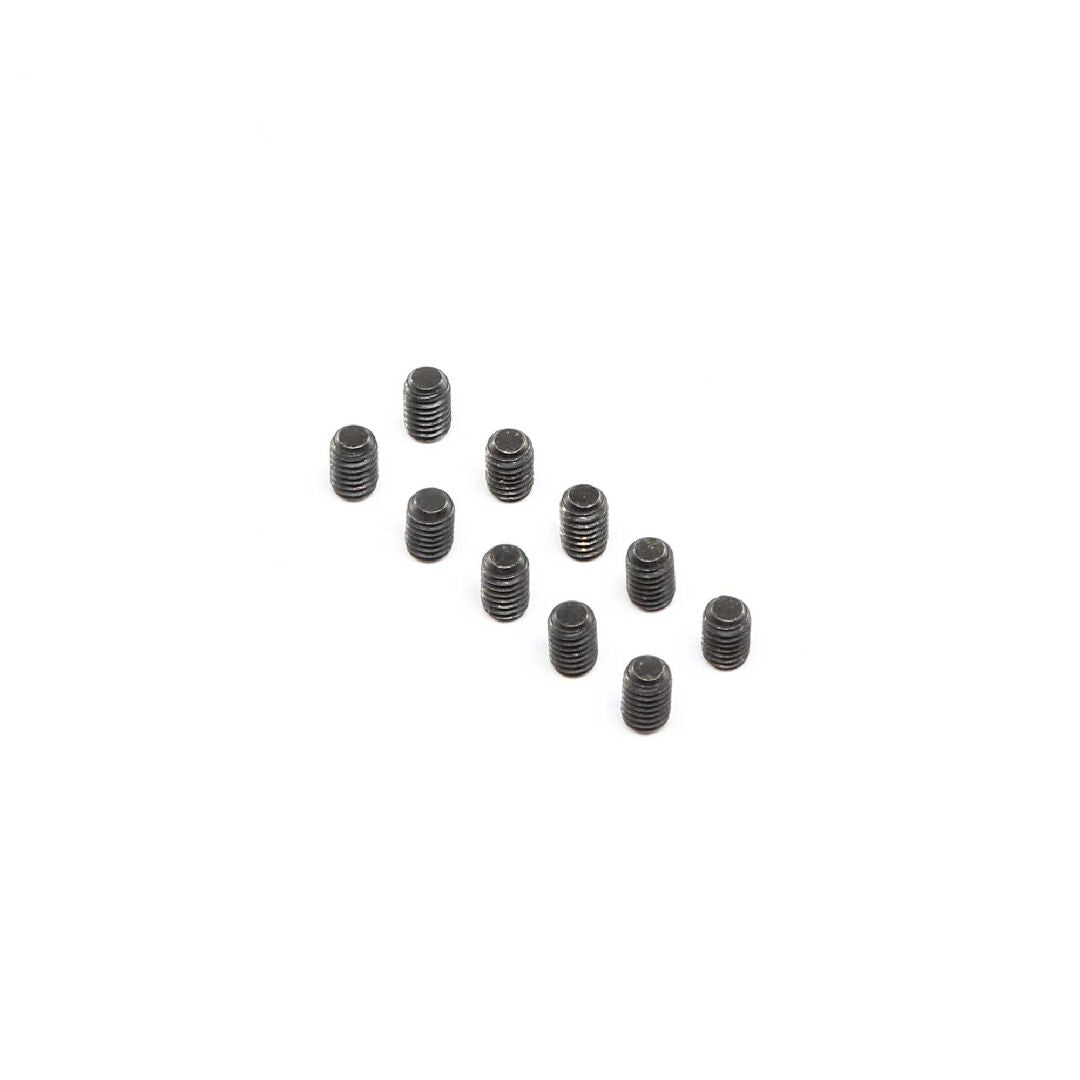 Losi Set Screws, Steel, Black Oxide, Flat Point, M4 x 6mm (10)