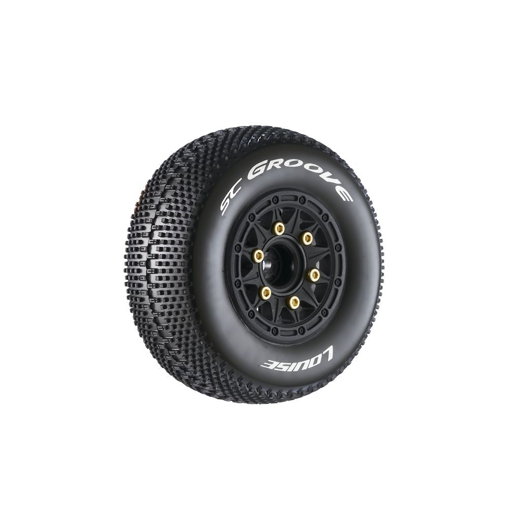 Louise R/C SC-Groove 2.2/3.0" 1/10 Short Course (Soft Compound) 12,14,17mm Removable Hex on Black Wheels (2)