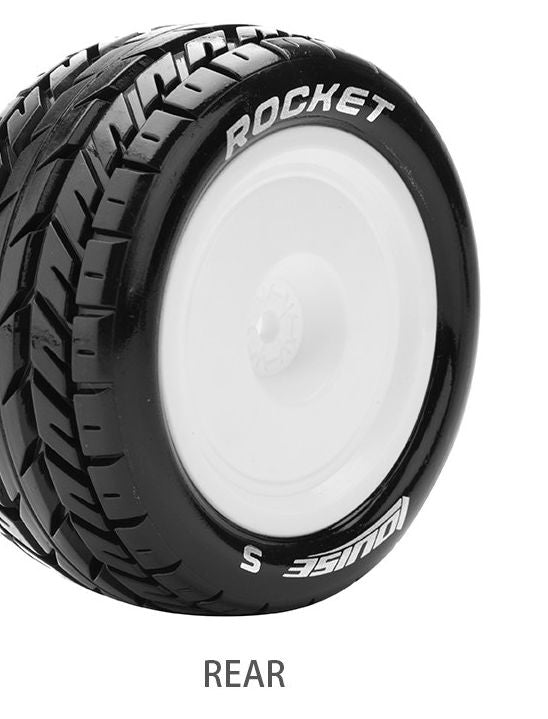 Louise R/C E-Rocket 1/10 Buggy on White Wheels (rear)(2)
