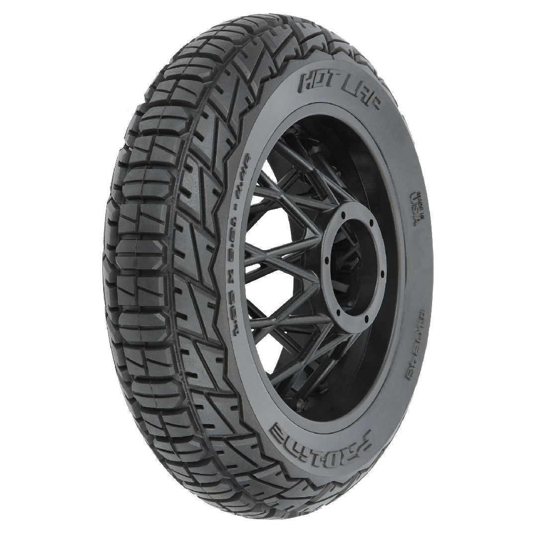 Pro-Line Hot Lap Motorcycle Rear Tire on Black Supermoto Wheel