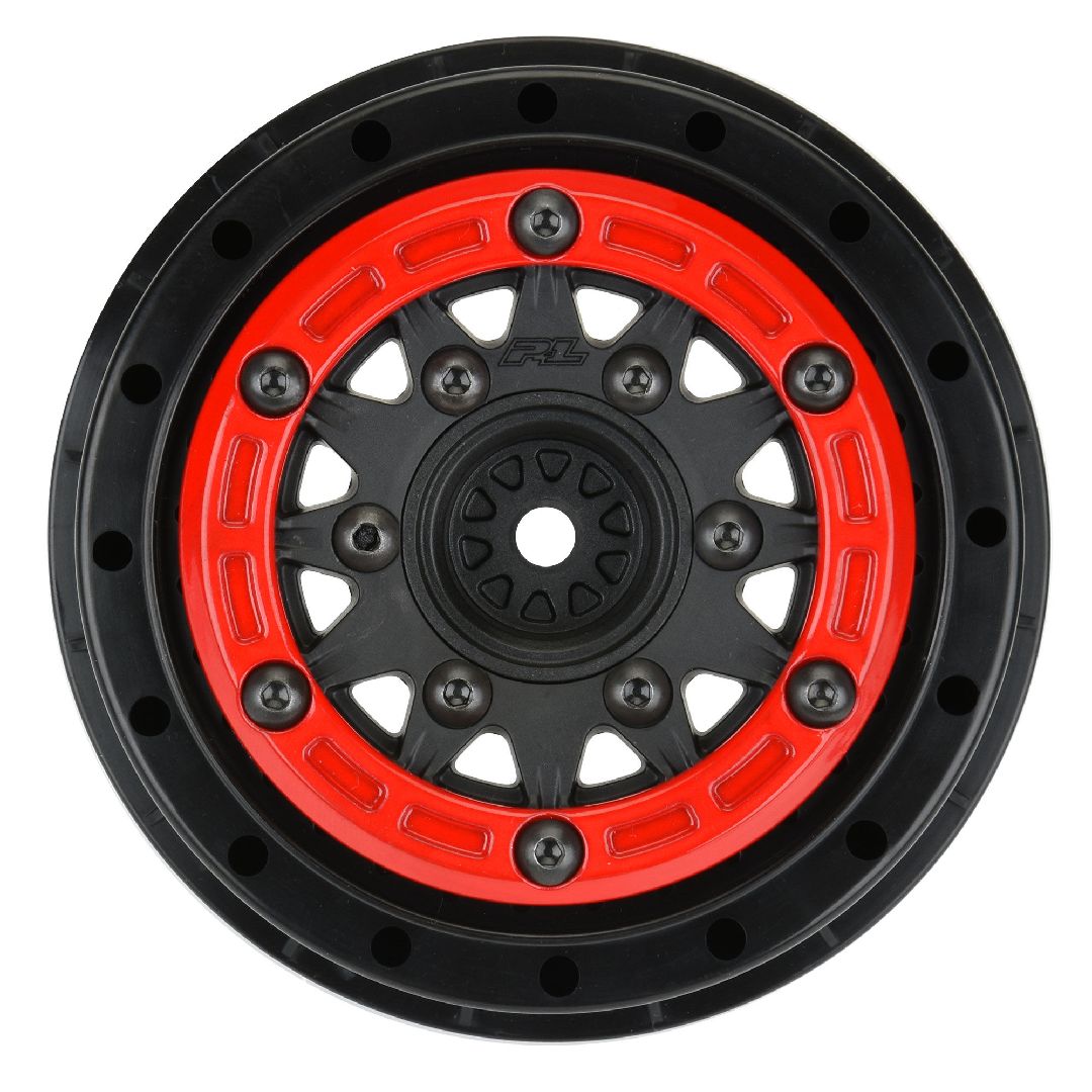 Pro-Line 2.2"/3.0" Red/Black Bead-Loc Rem Hex Wheels (2)