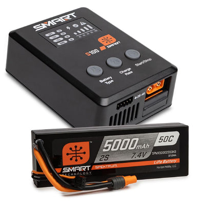 Spektrum Smart Bundle: 5000mAh 2S LiPo (IC3)/S100 Charger