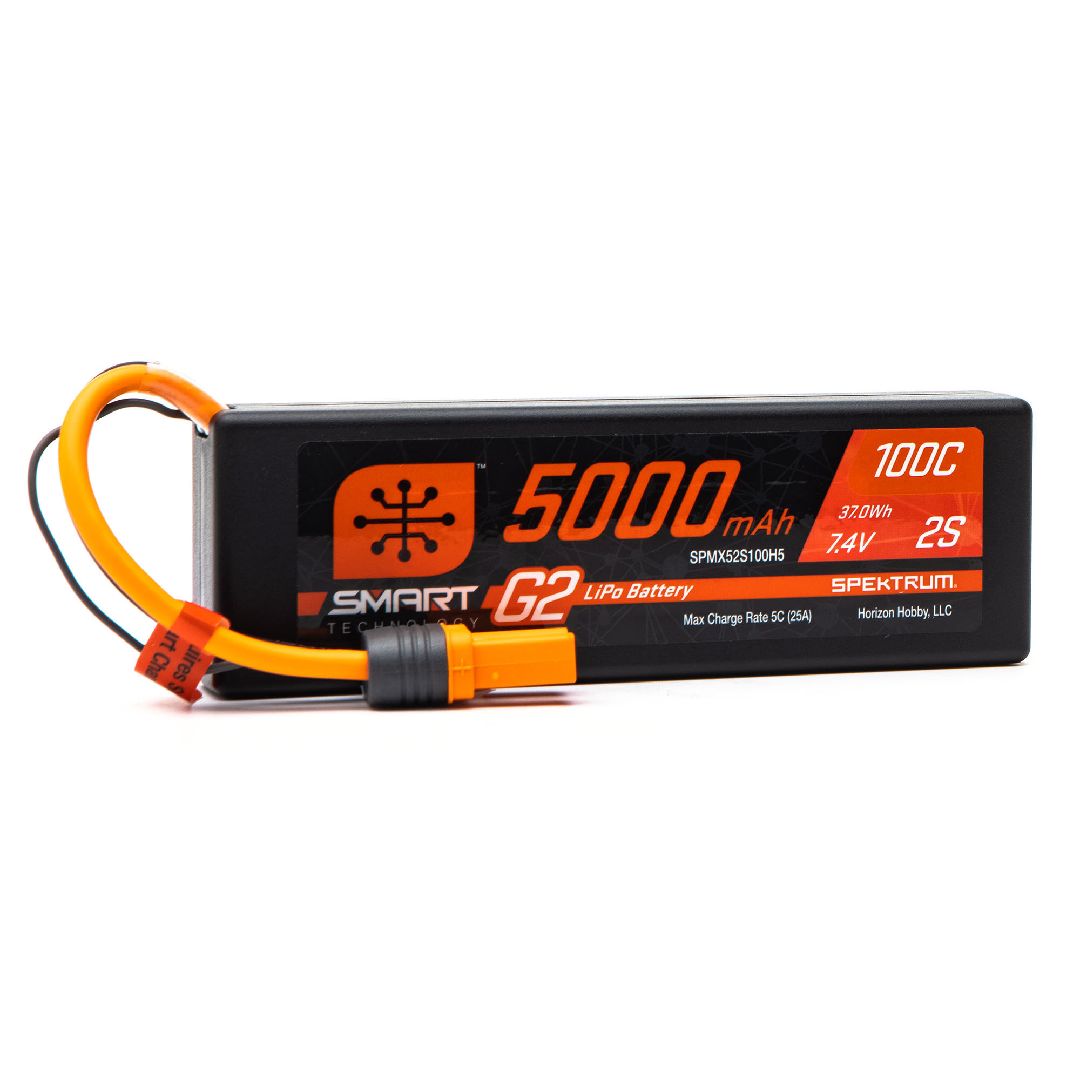 Spektrum 5000mAh 2S 7.4V Smart G2 LiPo 100C; IC5