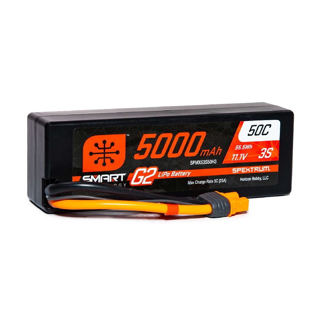 Spektrum 5000mAh 3S 11.1V 50C Smart G2 LiPo IC3 Hardcase