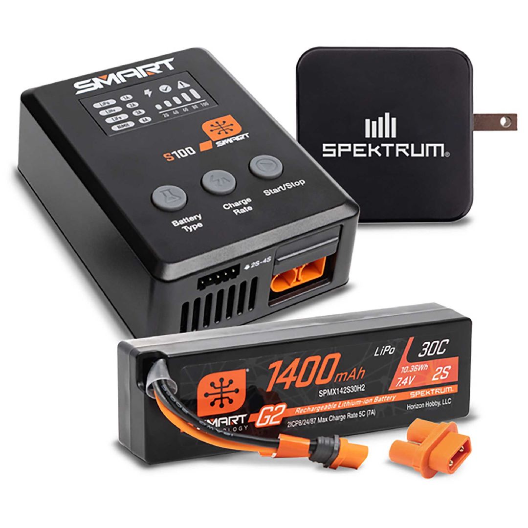 Spektrum Bundle: 1400mAh 2S (IC2)/S100 Charger/65W Power Block