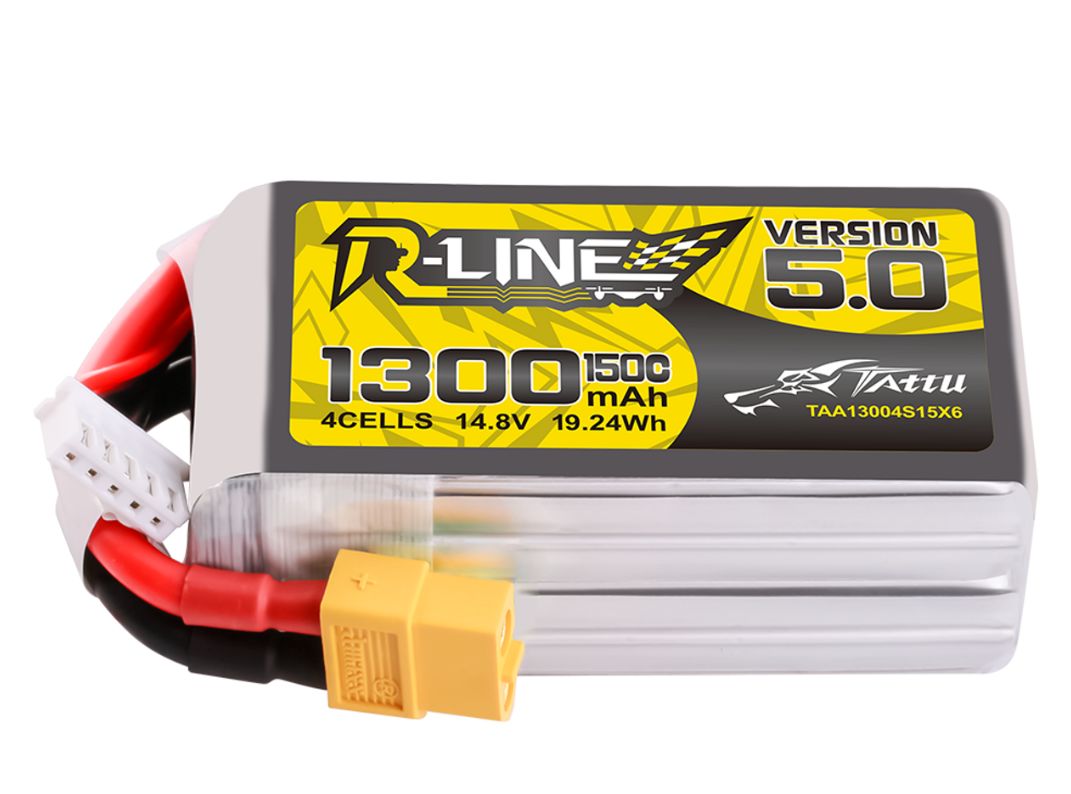 Tattu R-Line - 1915 - Version 5.0 1300mAh 4S 14.8V 150C Lipo Battery Pack With XT60 Plug