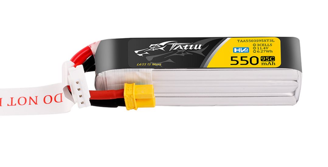 Tattu 550mAh 3S 95C 11.4V HV Lipo Long Pack with XT30 Plug