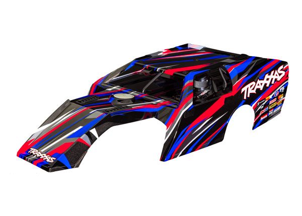 Traxxas Body, Slash Mudboss, red (painted, decals applied) (assembled with front & rear body mounts and body support for clipless mounting)