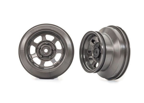 Traxxas Wheels, dirt oval, graphite gray, dual profile (2.2” outer, 3.0” inner) (2) (4WD front/rear, 2WD rear only)