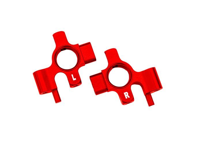 Traxxas Steering blocks, 6061-T6 Aluminuminum (red-anodized), left & right/ 3x12mm BCS (with threadlock) (4)