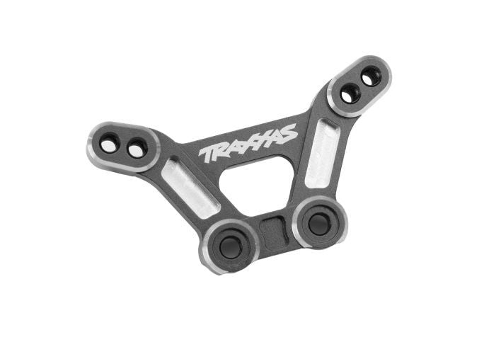 Traxxas Shock tower, front, 6061-T6 Aluminuminum (gray-anodized)/ 3x15mm BCS (with threadlock) (2)