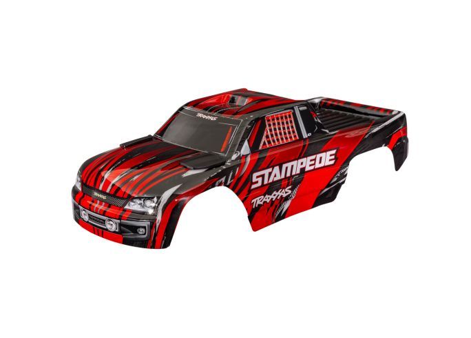Traxxas Body, Stampede (also fits Stampede VXL), red (painted, decals applied) (assembled with front & rear body mounts for clipless mounting)
