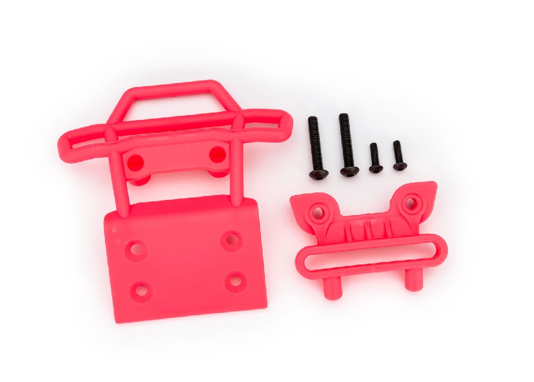 Traxxas Bumper, front/ bumper mount, front / 4x23mm BCS (2)/ 3x10mm BCS (2) (pink)