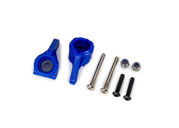 Traxxas Steering blocks, extreme heavy duty, blue (left & right)/ 3x26mm hinge pins (2)/ 3x15mm BCS (2) (for use with #9180, 9181, 9182 upgrade kit)