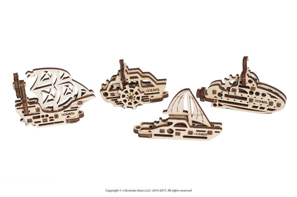 Ugears U-Fidget Ships (4 Models) - 56 Pieces