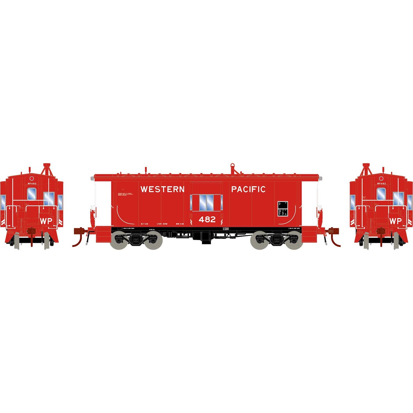HO Bay Window Caboose with Lights Western Pacific#482