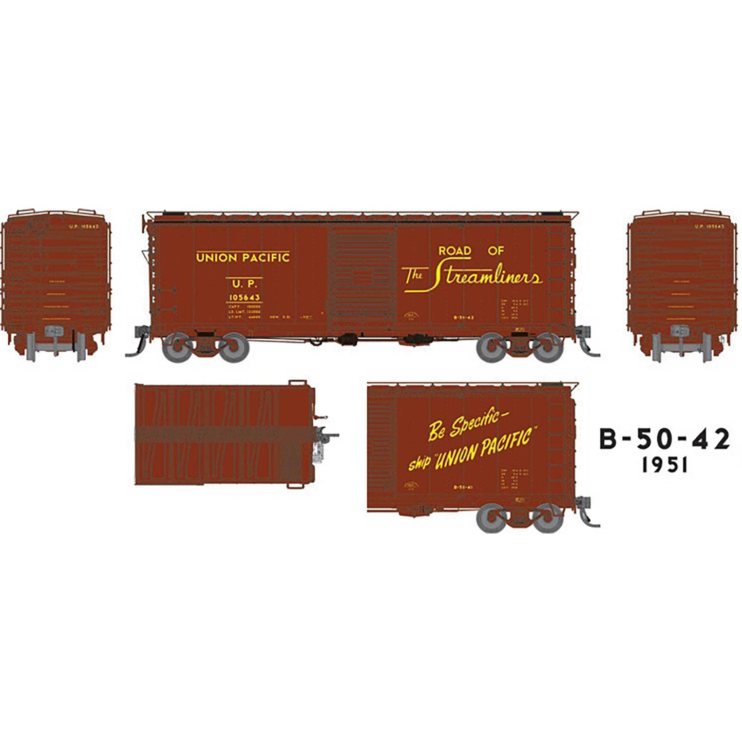 HO UP 40' B-50-42 Boxcar UP Delivery Single