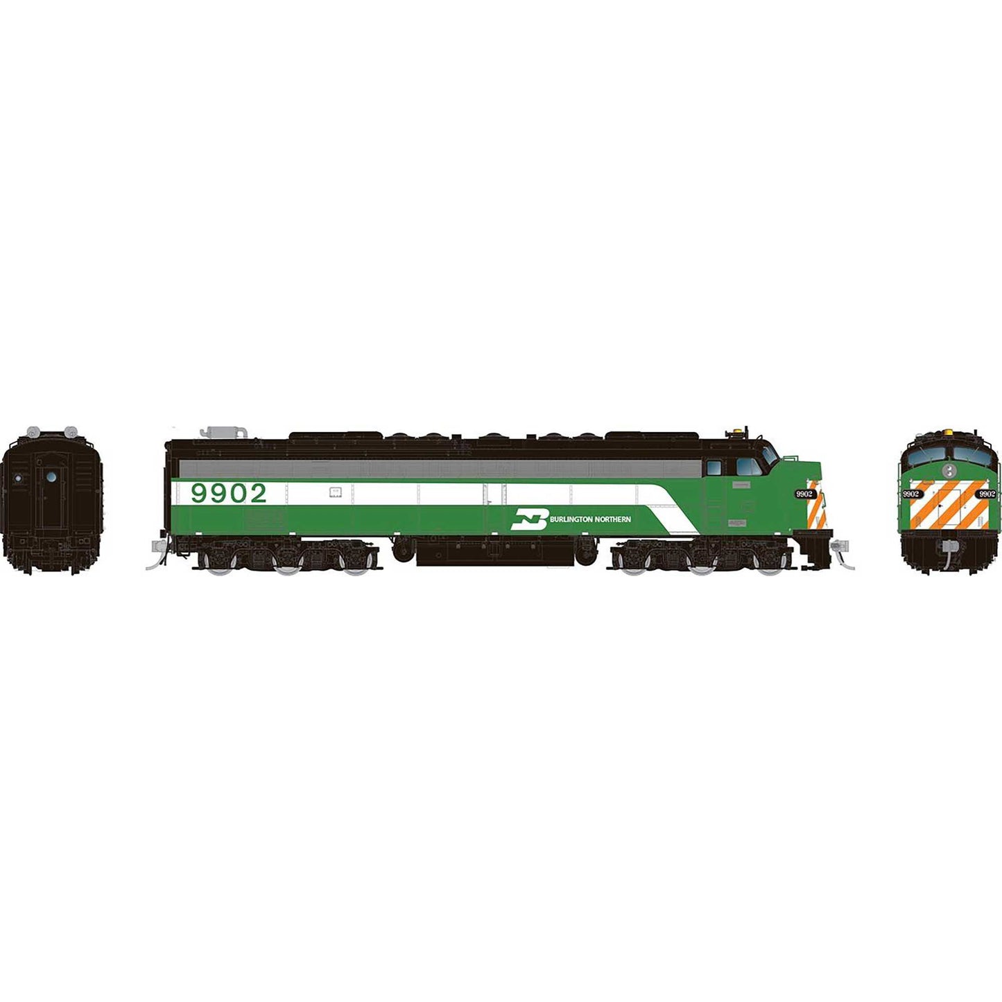 HO EMD E8A Locomotive with HEP with DCC & Sound BN Green #9904