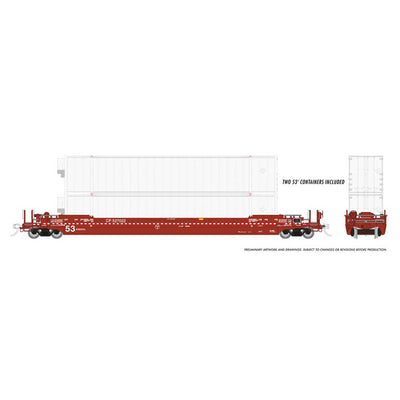 HO 53 Husky Stack Well Car with 2 Containers CP (3)