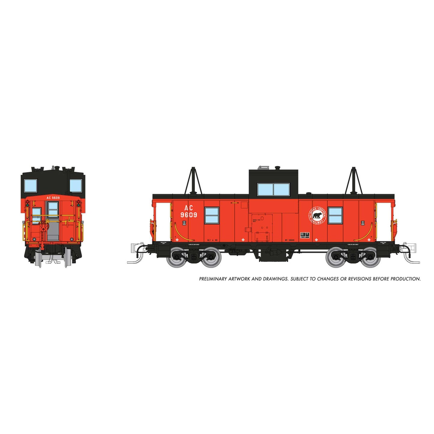 N Wide Vision Caboose Algoma Central: #9608