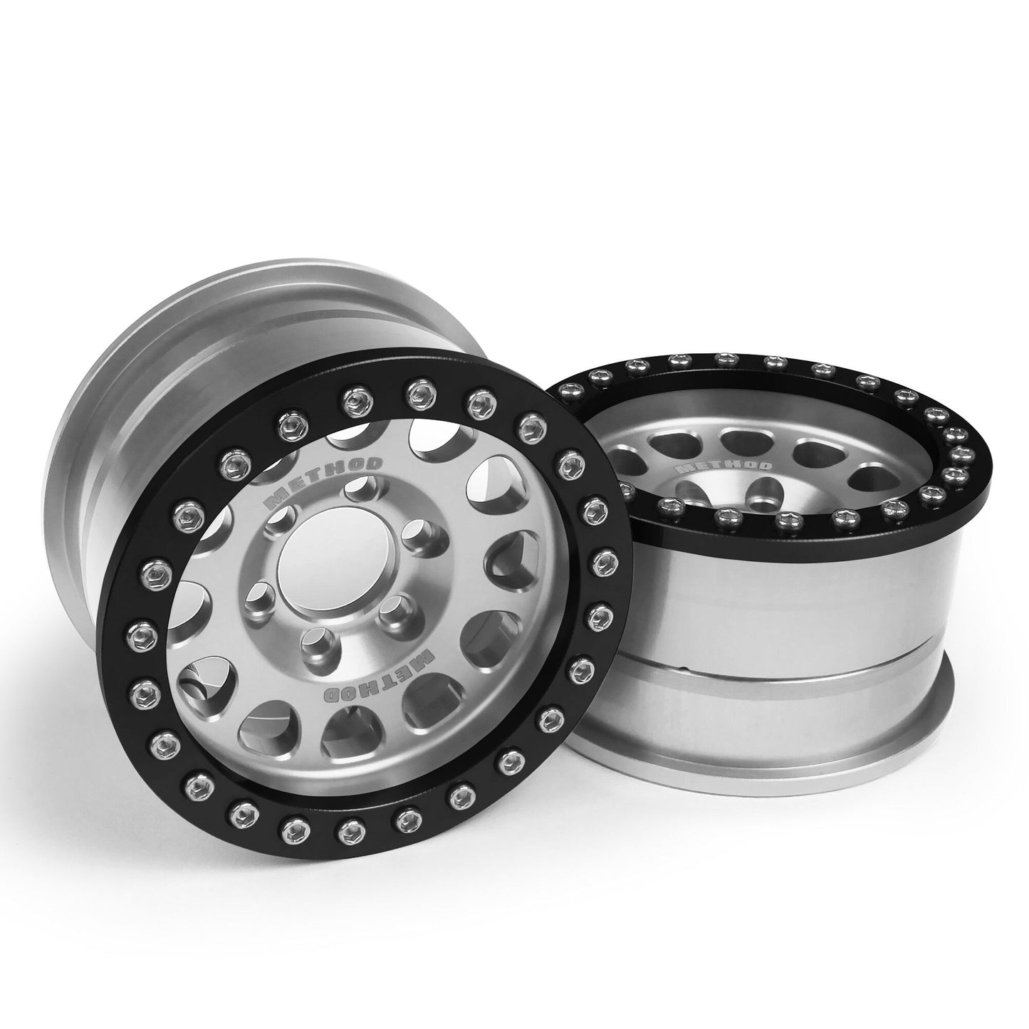 1/10 Method 105 1.9 Race Crawler Wheels 12mm Hex Clear/Black Anodized (2)