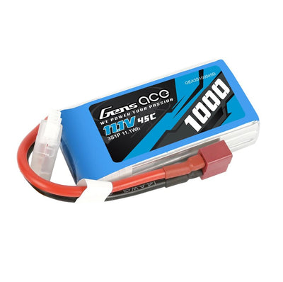 Gens Ace - 1118 - 1000mAh 3S1P 11.1V 45C LiPo Deans Plug Soft Case 72x36x19mm