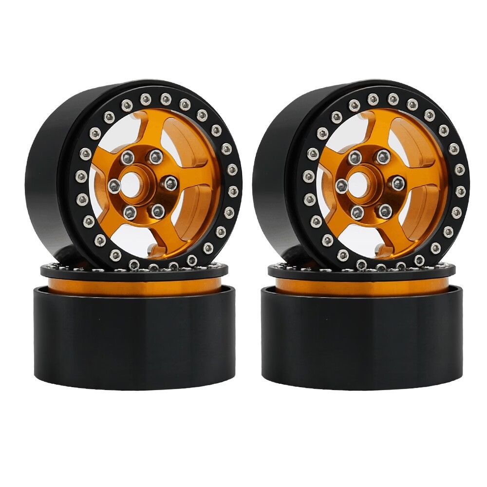 Hobby Details 1.9" Aluminum Beadlock Wheels - 5 Stars (4) (Black Light Golden)