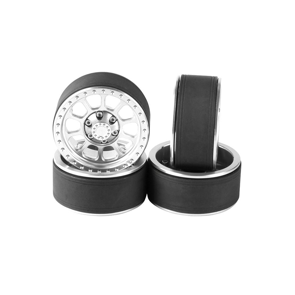 Hobby Details 1.9" Aluminum Beadlock Wheels - Flower 10 Style (4) (Silver)