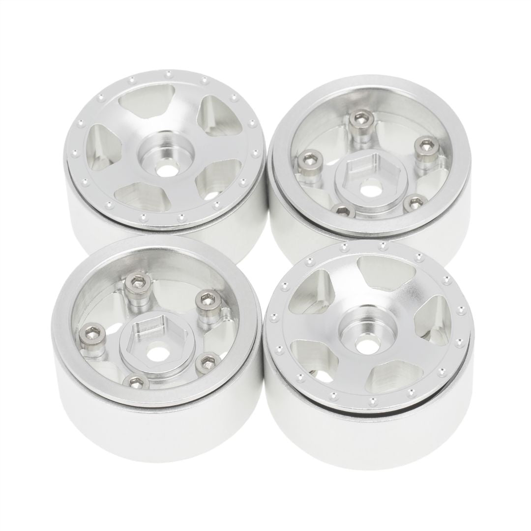 Hobby Details 1.0" CNC Aluminum Starfish Beadlock Wheels (4)(Silver)