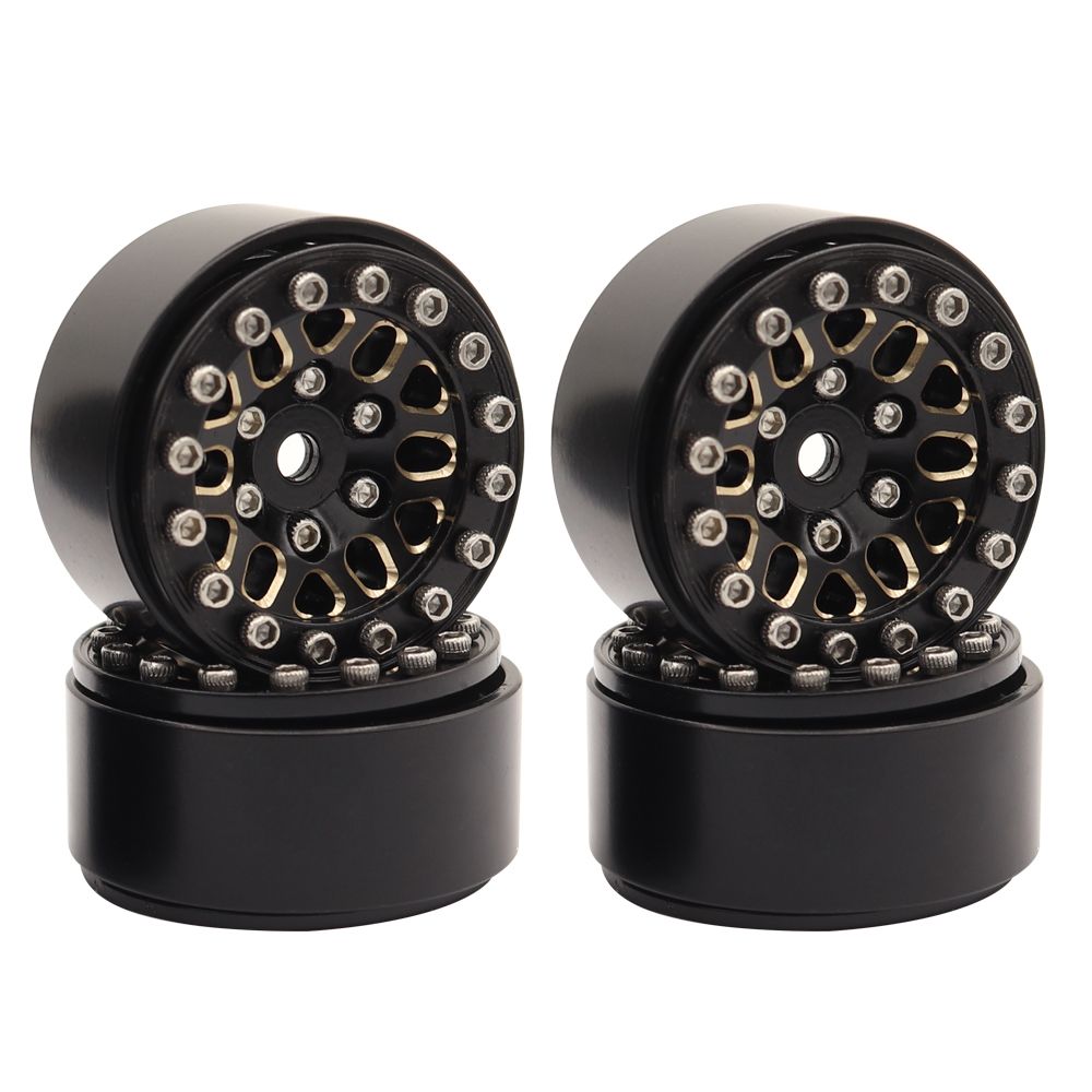 Hobby Details 1.0" Brass Flower Beadlock Wheel Rim Set 1/18 or 1/24 Cars Fit TRX-4M/SCX24/FCX24/Enduro24 (4) Weight: 43g