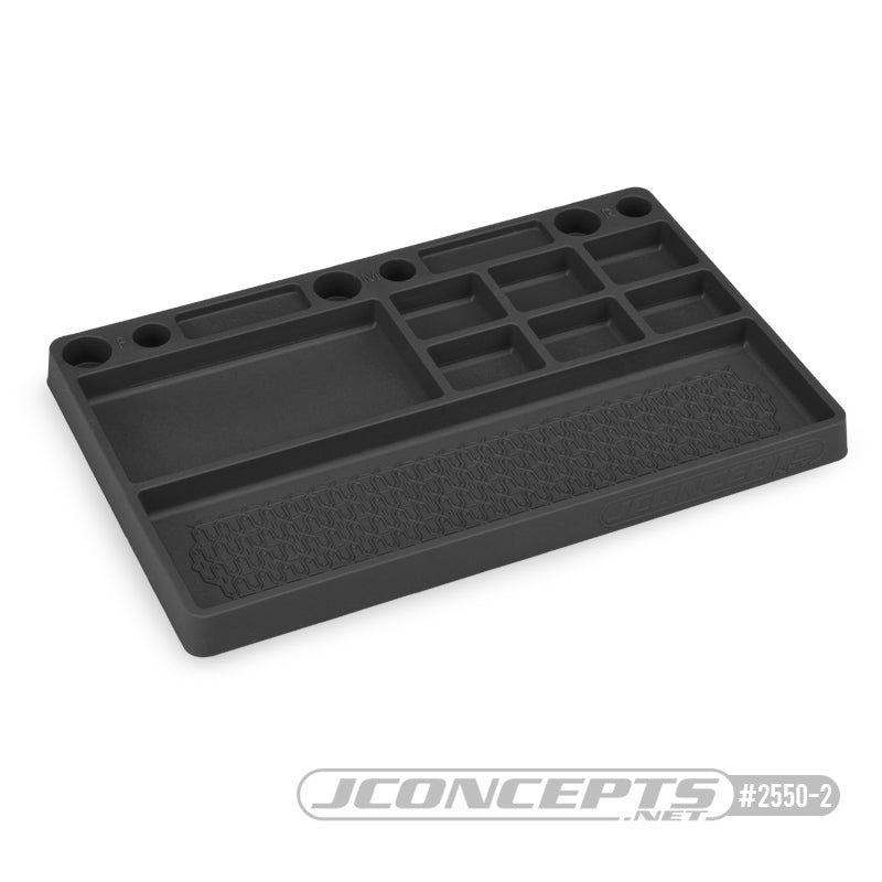 JConcepts Parts Tray, Rubber Material - Black Size: 181mm x 114mm x 12.5mm (7.125" x 4.5" x .5")