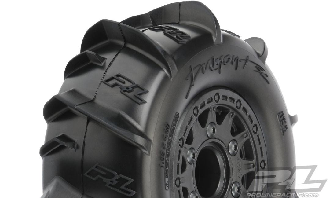 Pro-Line Dumont Paddle SC 2.2"/3.0" Sand/Snow Tires Mounted on Raid Black 6x30 Removable Hex Wheels (2) for Slash 2wd & Slash 4x4 Front or Rear