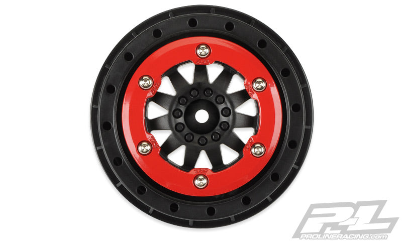 Pro-Line F-11 2.2"/3.0" Red/Black Bead-Loc Wheels (2) for Slash 2wd Rear & Slash 4x4 Front or Rear