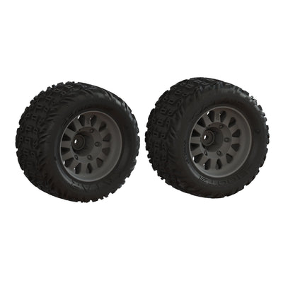 Arrma DBoots 'Katar' Tire on Black Wheels, OD 4.53" (2)