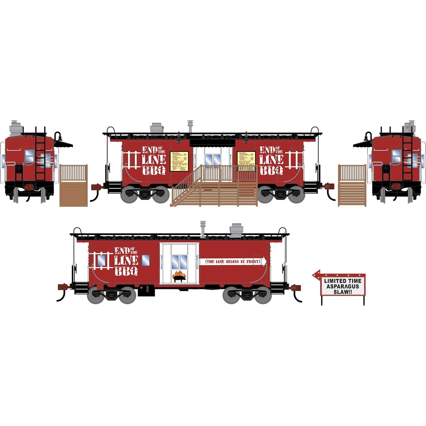 HO ATH Bay Window Concession Caboose, End of the Line BBQ