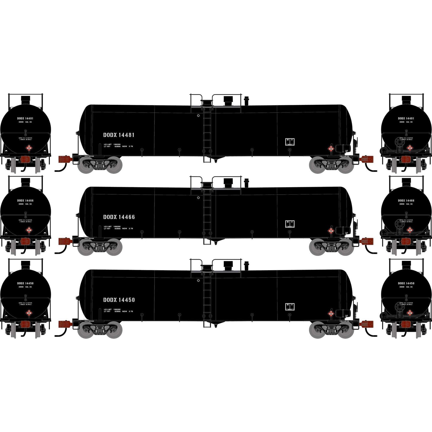 N ATH 30K Ethanol Tank Car, DODX #14450/14466/14481 (3)