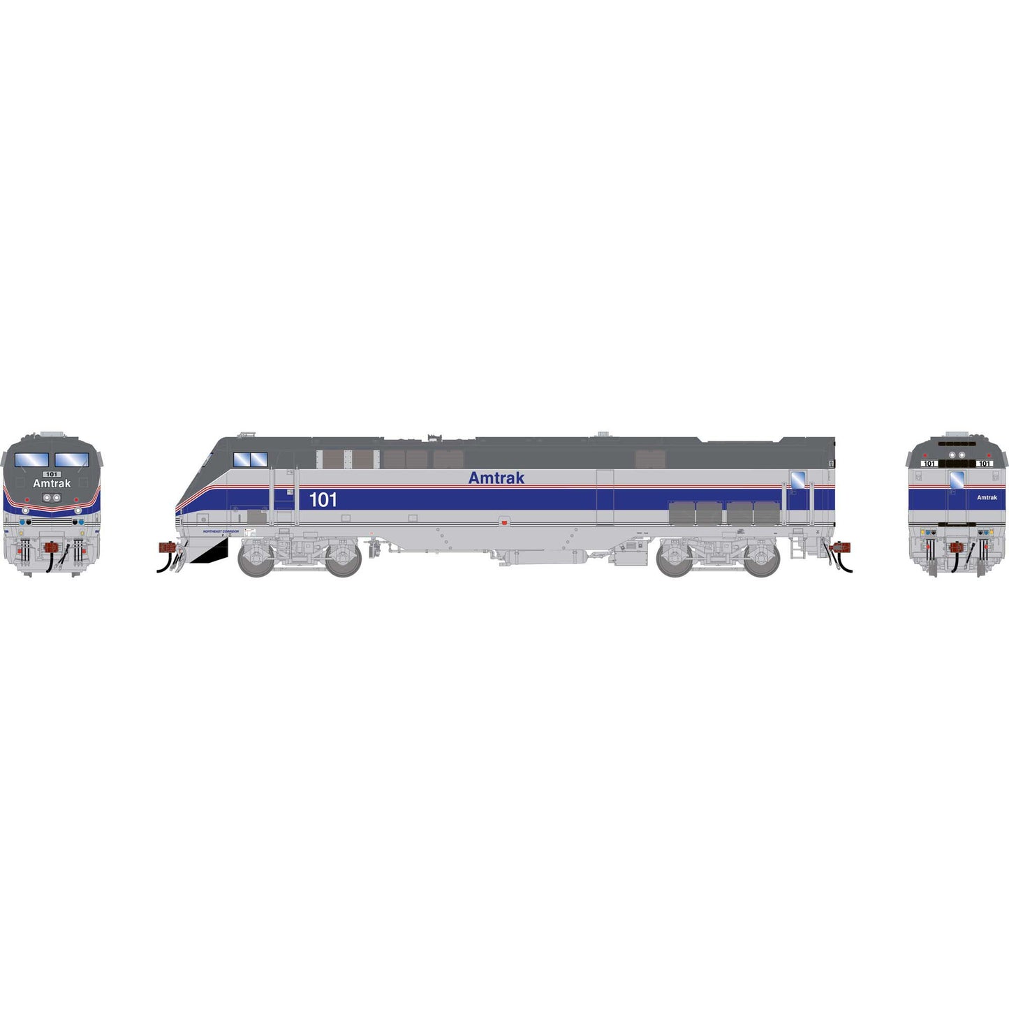 HO P42DC Locomotive with DCC & Sound, AMTK Phase IV 'NEC' #101