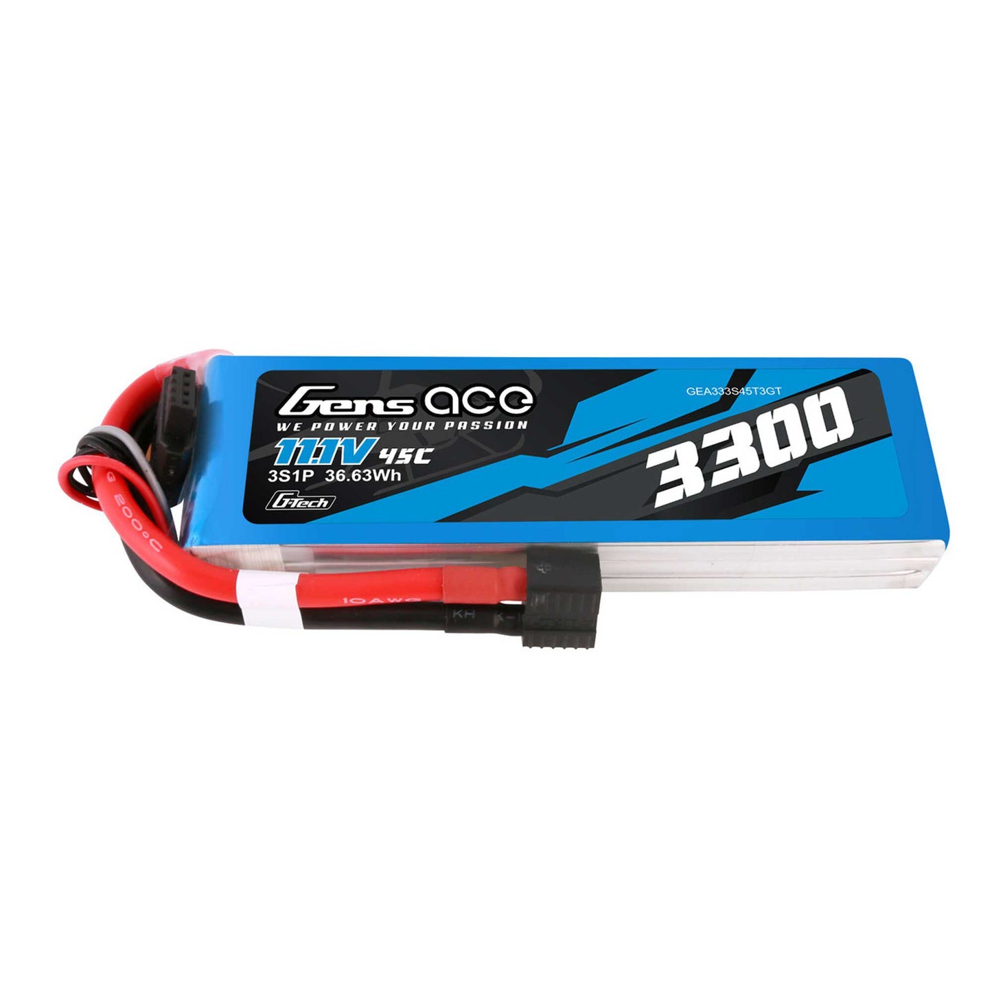 Gens Ace - 1729 - G-Tech 3300mAh 3S1P 11.1V 45C LiPo Battery Pack with EC3 and Deans Adapter Plug Soft Pack (137x42x20mm +/- Manufacturer's Specifications)