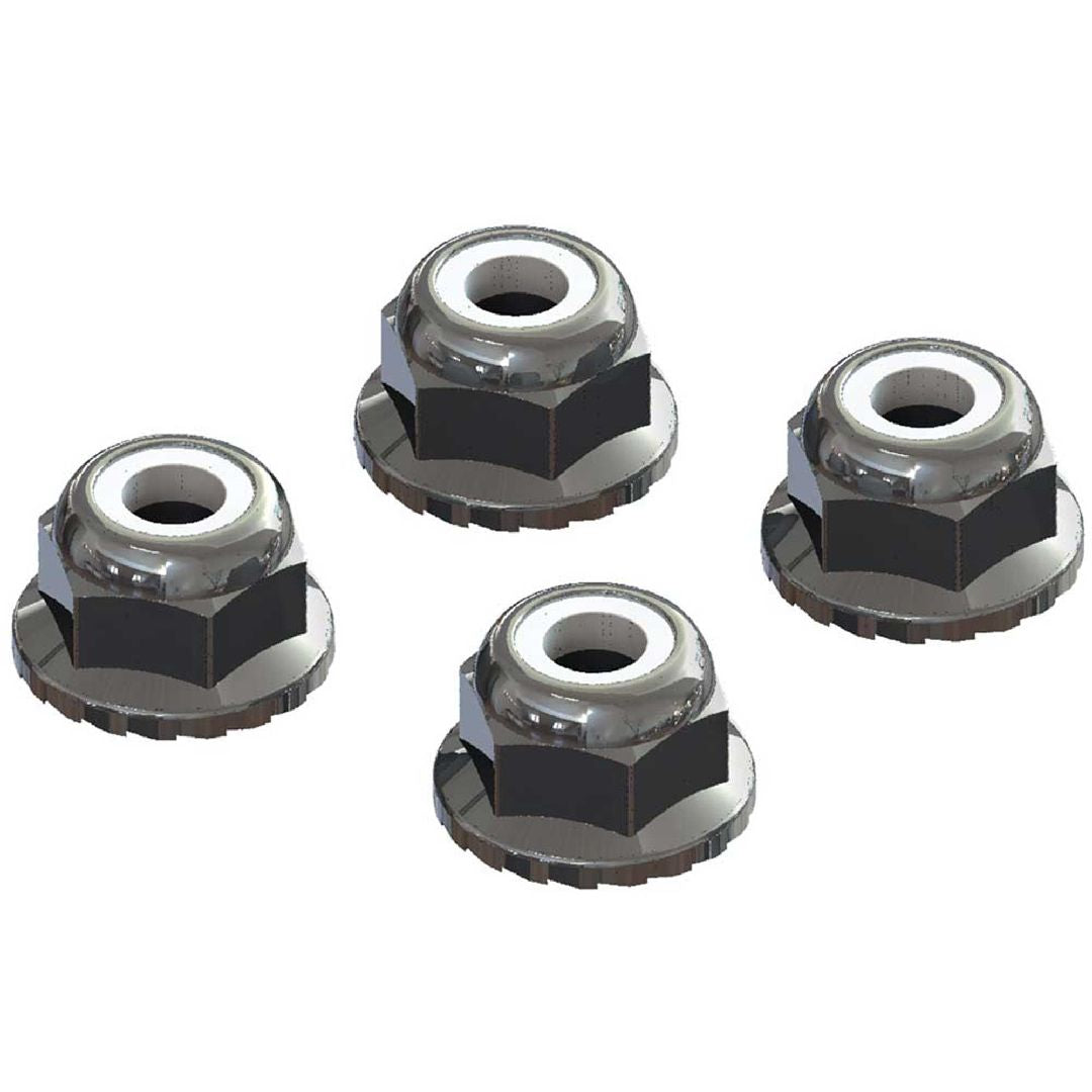 Arrma AR708008 Flanged Nyloc Locknut 4mm Silver (4)