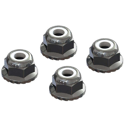 Arrma AR708008 Flanged Nyloc Locknut 4mm Silver (4)