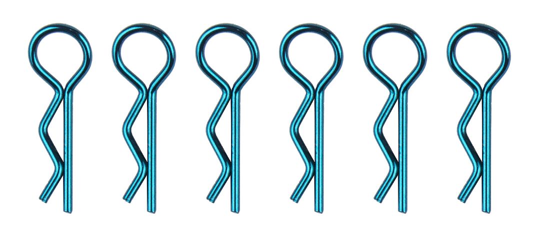 Team Associated FT Body Clips (Metallic Blue) (6 Short)