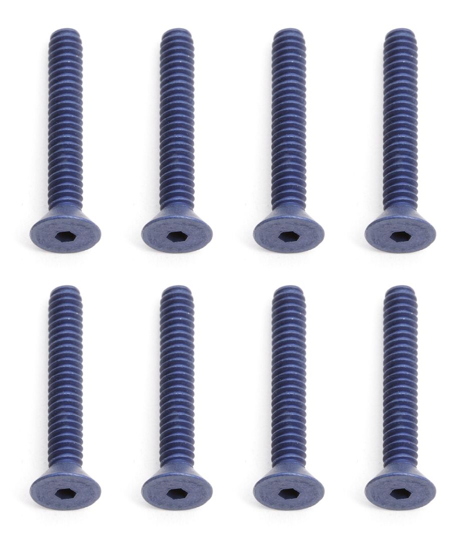 Team Associated FT Screws, 4-40 x 3/4 in FHCS, blue aluminum